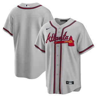 mens nike gray atlanta braves road replica team jersey_pi358